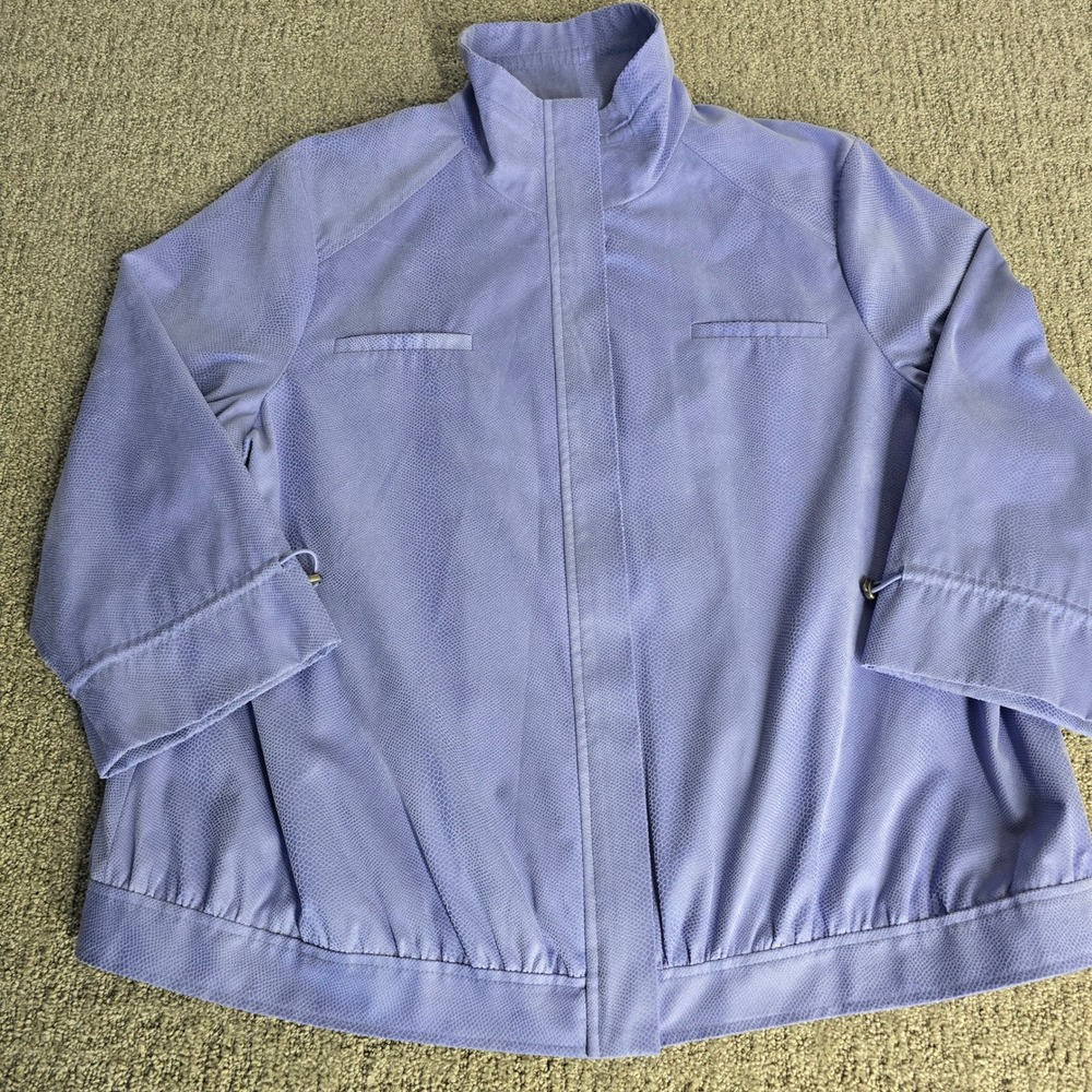 Chico's Size 3 XL Lavender Snake Print Jacket Zip Front Y2K Retro